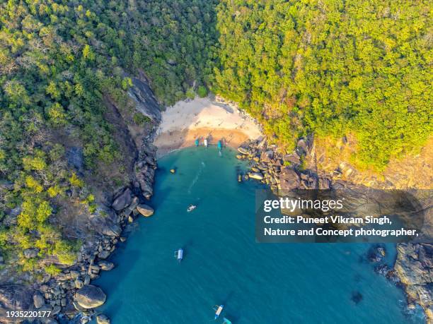 a secret beach in goa which is no more a secret due to social media- the butterfly beach in canocana, south goa. - goa stock pictures, royalty-free photos & images