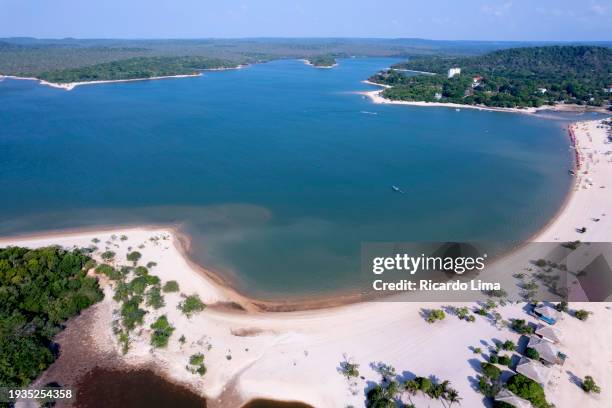 aerial view of alter-do-chão beach, amazon region, brazil - chão stock pictures, royalty-free photos & images