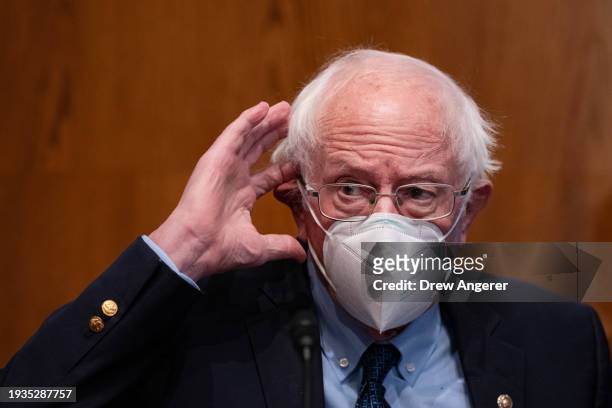 Committee chairman Sen. Bernie Sanders arrives for a Senate Committee on Health, Education, Labor and Pensions hearing titled "Addressing Long COVID:...
