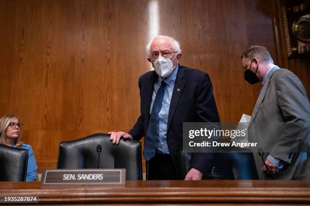 Committee chairman Sen. Bernie Sanders arrives for a Senate Committee on Health, Education, Labor and Pensions hearing titled "Addressing Long COVID:...