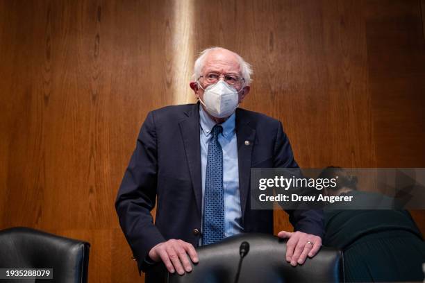 Committee chairman Sen. Bernie Sanders arrives for a Senate Committee on Health, Education, Labor and Pensions hearing titled "Addressing Long COVID:...