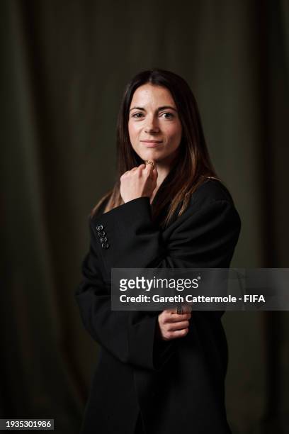 Aitana Bonmatí poses for a portrait ahead of The Best FIFA Football Awards 2023 at JW Marriott Grosvenor House on January 15, 2024 in London, England.