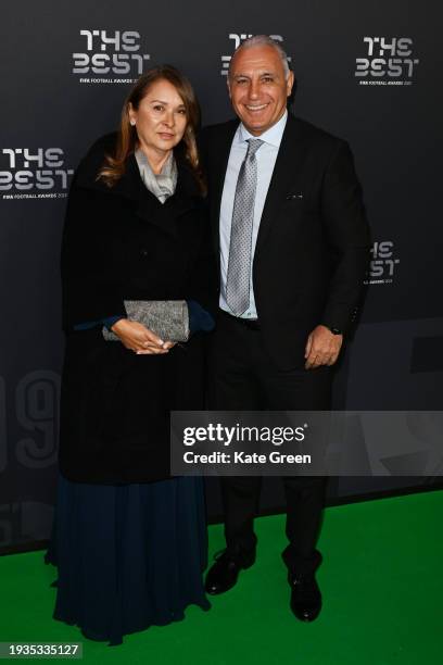 Mariana Stoichkova and Hristo Stoichkov arrive on the Green Carpet ahead of The Best FIFA Football Awards 2023 at The Apollo Theatre on January 15,...