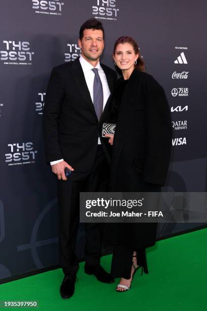 Michael Ballack and Sophia Schneiderhan arrive on the Green Carpet ahead of The Best FIFA Football Awards 2023 at The Apollo Theatre on January 15,...