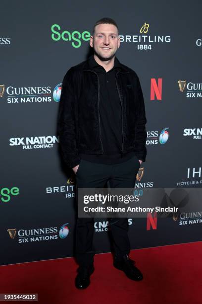 Finn Russell attends the world premiere of "Six Nations: Full Contact" at Frameless on January 15, 2024 in London, England.