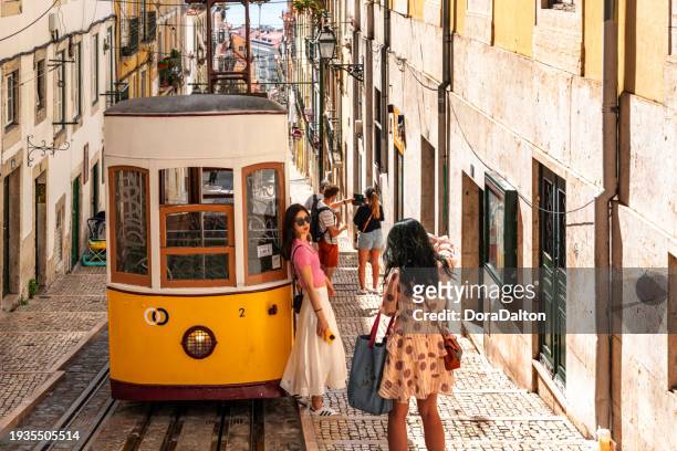 ascensor da bica station in lisbon, portugal - ascensore stock pictures, royalty-free photos & images
