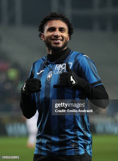 Ederson of Atalanta BC celebrates after scoring his team's second goal during the Serie A TIM match between Atalanta BC and Frosinone Calcio - Serie...