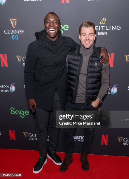 Paul Olima and Bradley Simmonds attend the world premiere of the Netflix documentary "Six Nations: Full Contact" at Frameless on January 15, 2024 in...