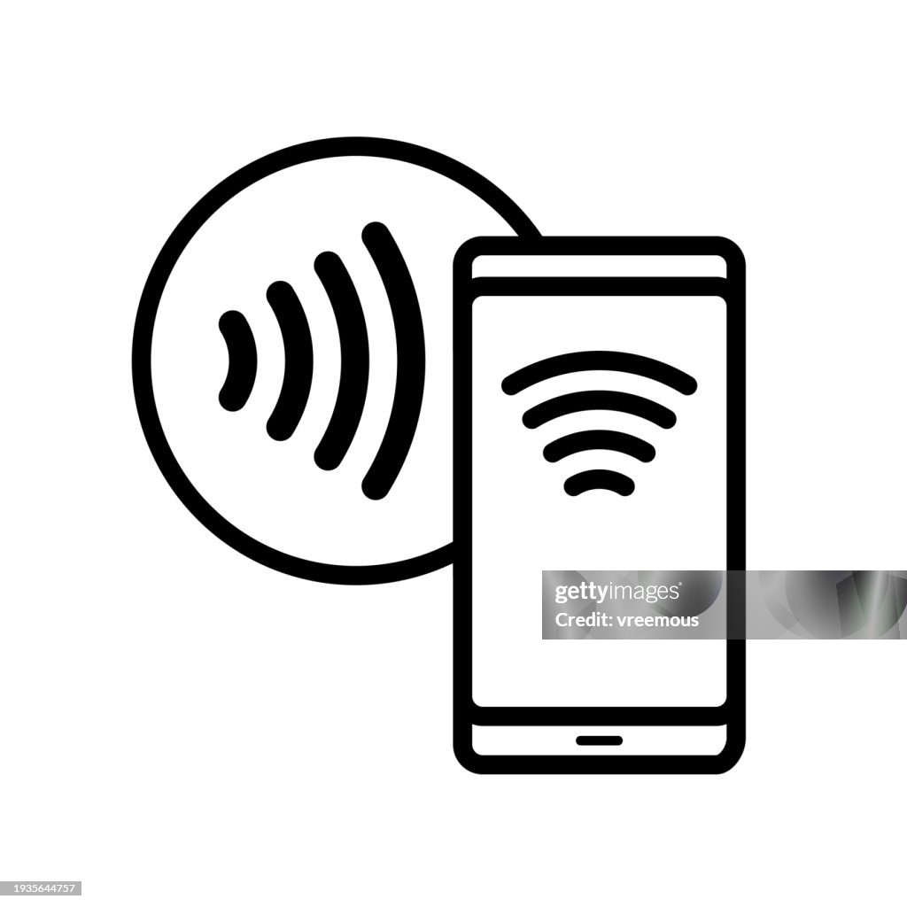 Contactless Payment Icon Of A Smart Phone Against A Payment Reader
