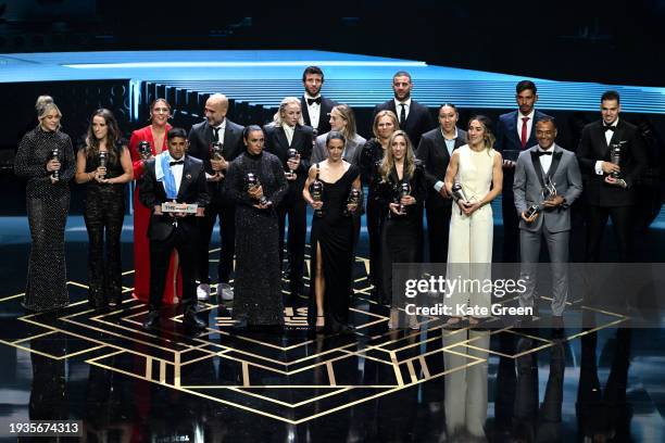 Lauren James, Aitana Bonmati, Keira Walsh, Ella Toone, Alessia Russo, Lucy Bronze, Alex Greenwood, Olga Carmona and Mary Earps, Members of the Fifpro...