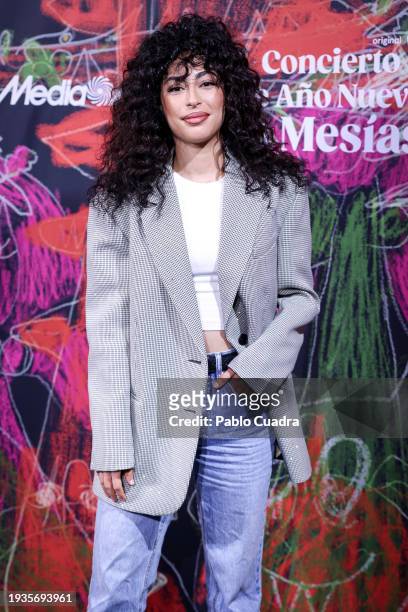 Mina El Hammani attends the concert of "Stella Maris", the musical band that performs on the serie "La Mesias" at Calderon Tehatre on January 15,...