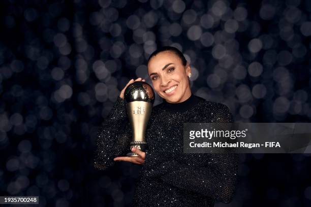 Special Award Winner, Marta Vieira da Silva, poses for a photo during The Best FIFA Football Awards 2023 at The Apollo Theatre on January 15, 2024 in...