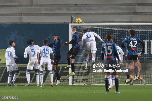 Emil Holm of Atalanta BC scores their team's fifth goal during the Serie A TIM match between Atalanta BC and Frosinone Calcio - Serie A TIM at Gewiss...