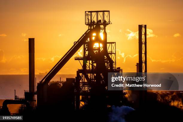 General view of the Tata Steel site on January 18, 2024 in Port Talbot, Wales. Closing the two blast furnaces at Port Talbot will lead to the loss of...