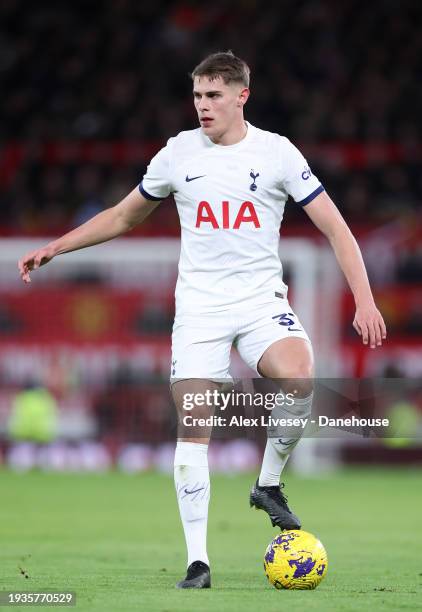 Micky van de Ven of Tottenham Hotspur during the Premier League match between Manchester United and Tottenham Hotspur at Old Trafford on January 14,...