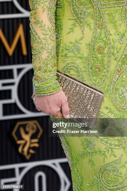 Rhea Seehorn, bag detail, attends the 75th Primetime Emmy Awards at Peacock Theater on January 15, 2024 in Los Angeles, California.