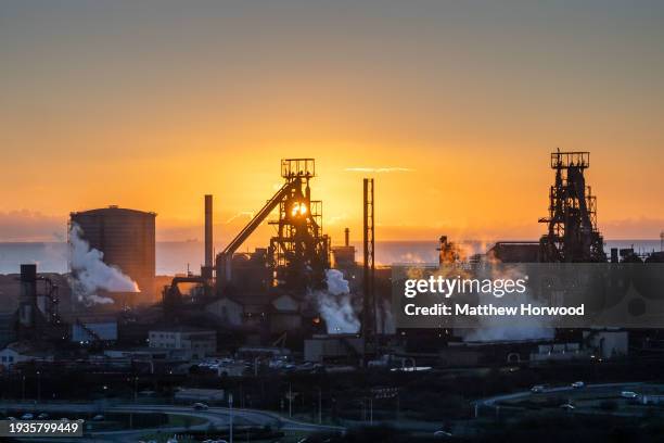 General view of the Tata Steel site on January 18, 2024 in Port Talbot, Wales. Closing the two blast furnaces at Port Talbot will lead to the loss of...