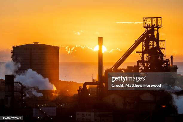 General view of the Tata Steel site on January 18, 2024 in Port Talbot, Wales. Closing the two blast furnaces at Port Talbot will lead to the loss of...