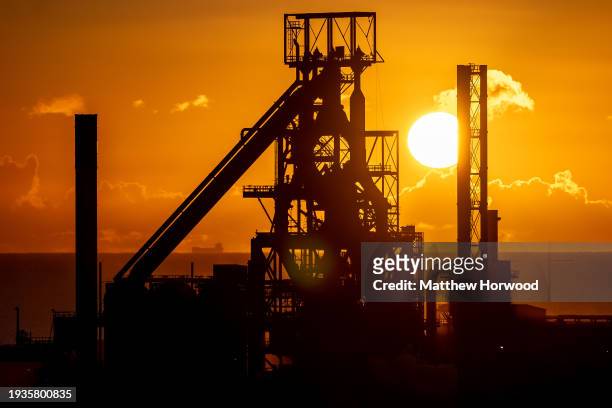 General view of the Tata Steel site on January 18, 2024 in Port Talbot, Wales. Closing the two blast furnaces at Port Talbot will lead to the loss of...