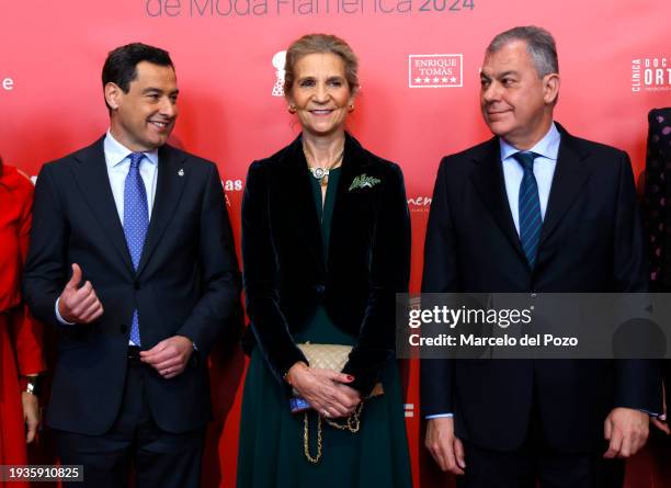 Andalusian Regional president Juan Manuel Moreno Bonilla, Elena de Borbon and Mayor of Seville Jose Luis Sanz pose during SIMOF 2024, International...