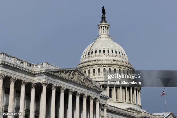 The US Capitol in Washington, DC, US, on Thursday, Jan. 18, 2024. Congressional leaders said they were cautiously optimistic about reaching a deal on...