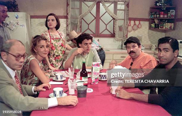 The actors from the Costa Rican television series, "La Pension" take a beak from filming. Fifty-four of the episodes have been sold to Channel Five...