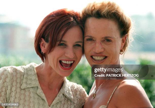 Actresses Joey Kennedy and Rena Owen pose for photographers, 14 May at the Palais des festivals during a photocall for their film "Dance me to my...