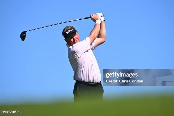 Paul Broadhurst of England tees off on the second hole during the first roud of the PGA TOUR Champions Mitsubishi Electric Championship at Hualalai...