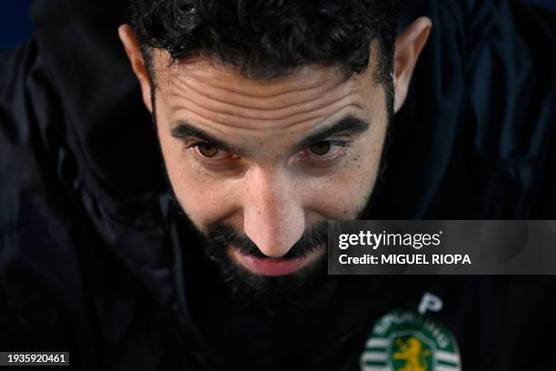 Sporting Lisbon's Portuguese coach Ruben Amorim looks on prior to the Portuguese League football match between FC Vizela and Sporting CP at the...