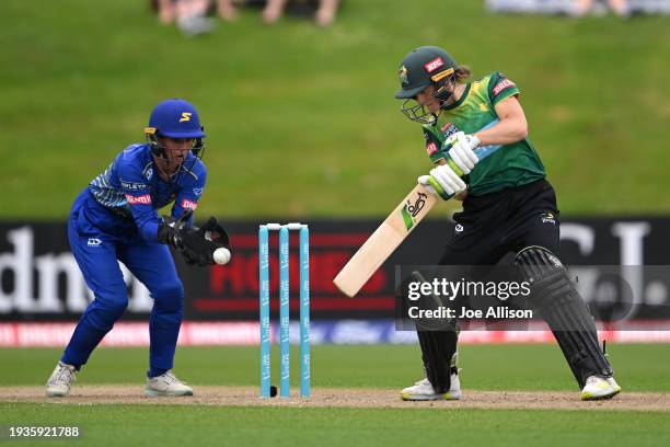 Rosemary Mair of the Hinds bats during the T20 Super Smash match between Otago Sparks and Central Hinds at University of Otago Oval on January 19,...