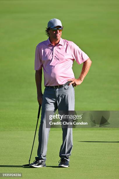 Stephen Ames of Canada on the 16th green during the first roud of the PGA TOUR Champions Mitsubishi Electric Championship at Hualalai Golf Course on...