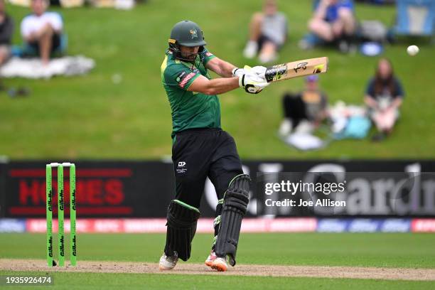 Tom Bruce of the Stags bats during T20 Super Smash match between Otago Volts and Central Stags at University of Otago Oval on January 19, 2024 in...