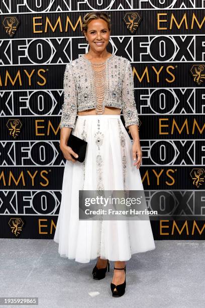 Maria Bello attends the 75th Primetime Emmy Awards at Peacock Theater on January 15, 2024 in Los Angeles, California.