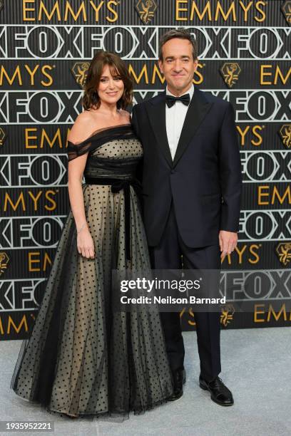 Keeley Hawes and Matthew Macfadyen attend the 75th Primetime Emmy Awards at Peacock Theater on January 15, 2024 in Los Angeles, California.