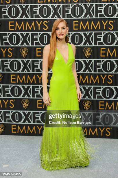 Jessica Chastain attends the 75th Primetime Emmy Awards at Peacock Theater on January 15, 2024 in Los Angeles, California.