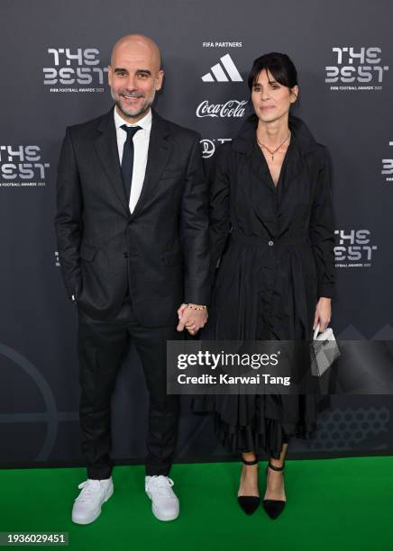 Pep Guardiola and Cristina Serra attend the Best FIFA Football Awards 2023 at The Apollo Theatre on January 15, 2024 in London, England.