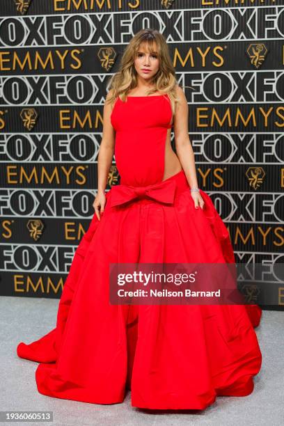 Suki Waterhouse attends the 75th Primetime Emmy Awards at Peacock Theater on January 15, 2024 in Los Angeles, California.