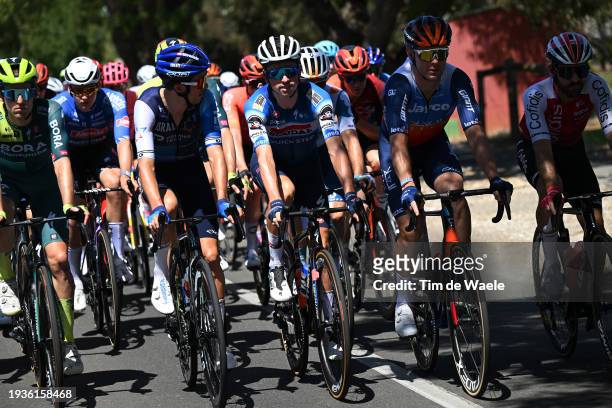 James Knox of United Kingdom and Team Soudal Quick-Step, Michael Hepburn of Australia and Team Jayco AlUla and Simon Geschke of Germany and Team...