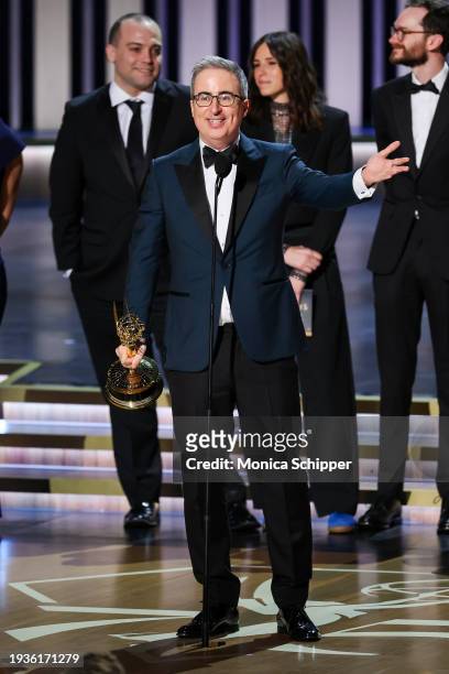 John Oliver accepts the Outstanding Scripted Variety Series award for “Last Week Tonight with John Oliver” onstage during the 75th Primetime Emmy...
