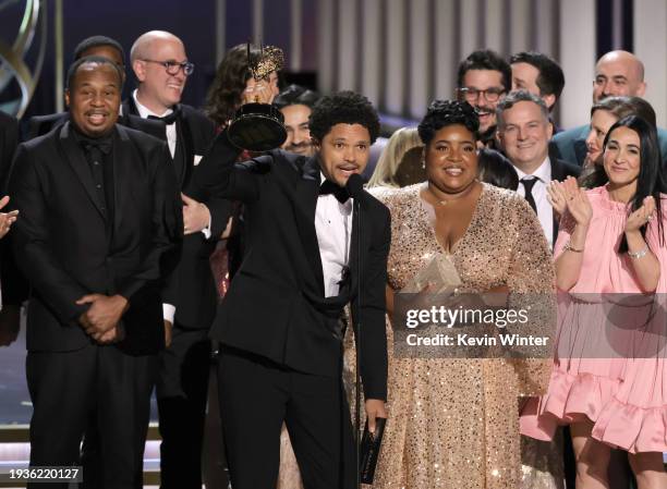 Trevor Noah and cast and crew accept the Outstanding Variety Series award for "The Daily Show with Trevor Noah" onstage during the 75th Primetime...