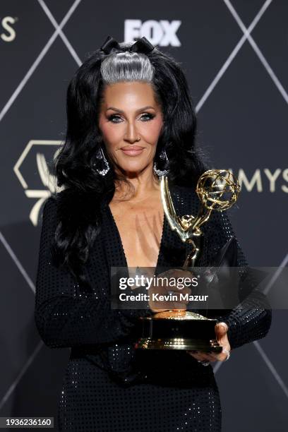 Michelle Visage, winner of Outstanding Reality TV Competition for "RuPaul's Drag Race," poses in the press room during the 75th Primetime Emmy Awards...