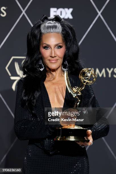 Michelle Visage, winner of Outstanding Reality TV Competition for "RuPaul's Drag Race," poses in the press room during the 75th Primetime Emmy Awards...