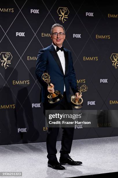 John Oliver, winner of Outstanding Scripted Variety Series and Outstanding Writing For A Variety Series for "Last Week Tonight With John Oliver,"...