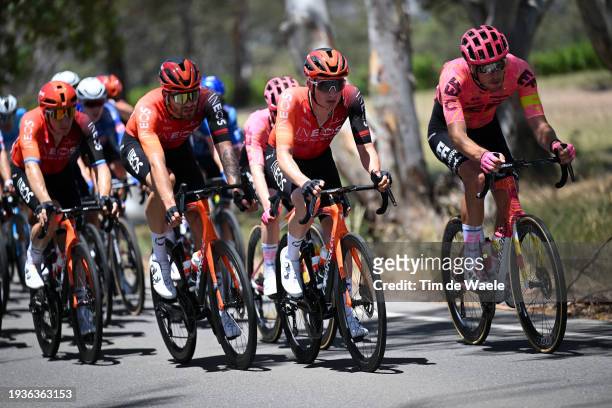 Leo Hayter of United Kingdom and Team INEOS Grenadiers and Jonas Rutsch of Germany and Team EF Education - Easypost compete during the 24th Santos...