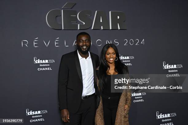 Max Gomis and Maimouna Doucoure attend the "Cesar - Revelations 2024" Photocall at Elysee Montmartre on January 15, 2024 in Paris, France.