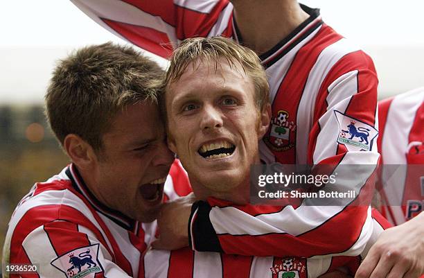 Brett Ormerod of Southampton celebrates scoring the first goal during the FA Cup Semi-Final match between Southampton and Watford held on April 13,...