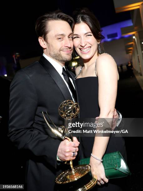 Kieran Culkin, winner of Best Actor in a Drama Series for "Succession," and Jazz Charton attend the 75th Primetime Emmy Awards Governor's Gala at Los...