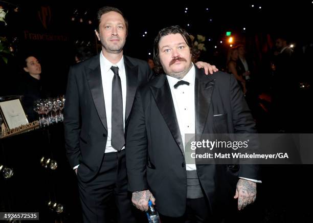 Ebon Moss-Bachrach and Matty Matheson attend the 75th Primetime Emmy Awards Governor's Gala at Los Angeles Convention Center on January 15, 2024 in...