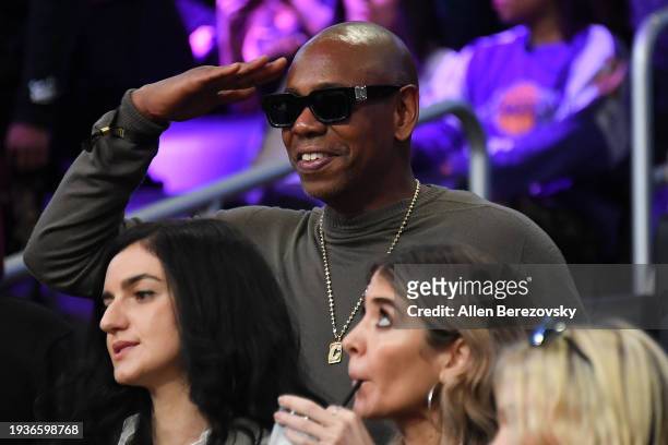 Dave Chappelle attends a basketball game between the Los Angeles Lakers and the Oklahoma City Thunder at Crypto.com Arena on January 15, 2024 in Los...
