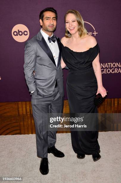 Kumail Nanjiani and Emily V. Gordon attends The Walt Disney Company Emmy Awards Party at Otium on January 15, 2024 in Los Angeles, California.